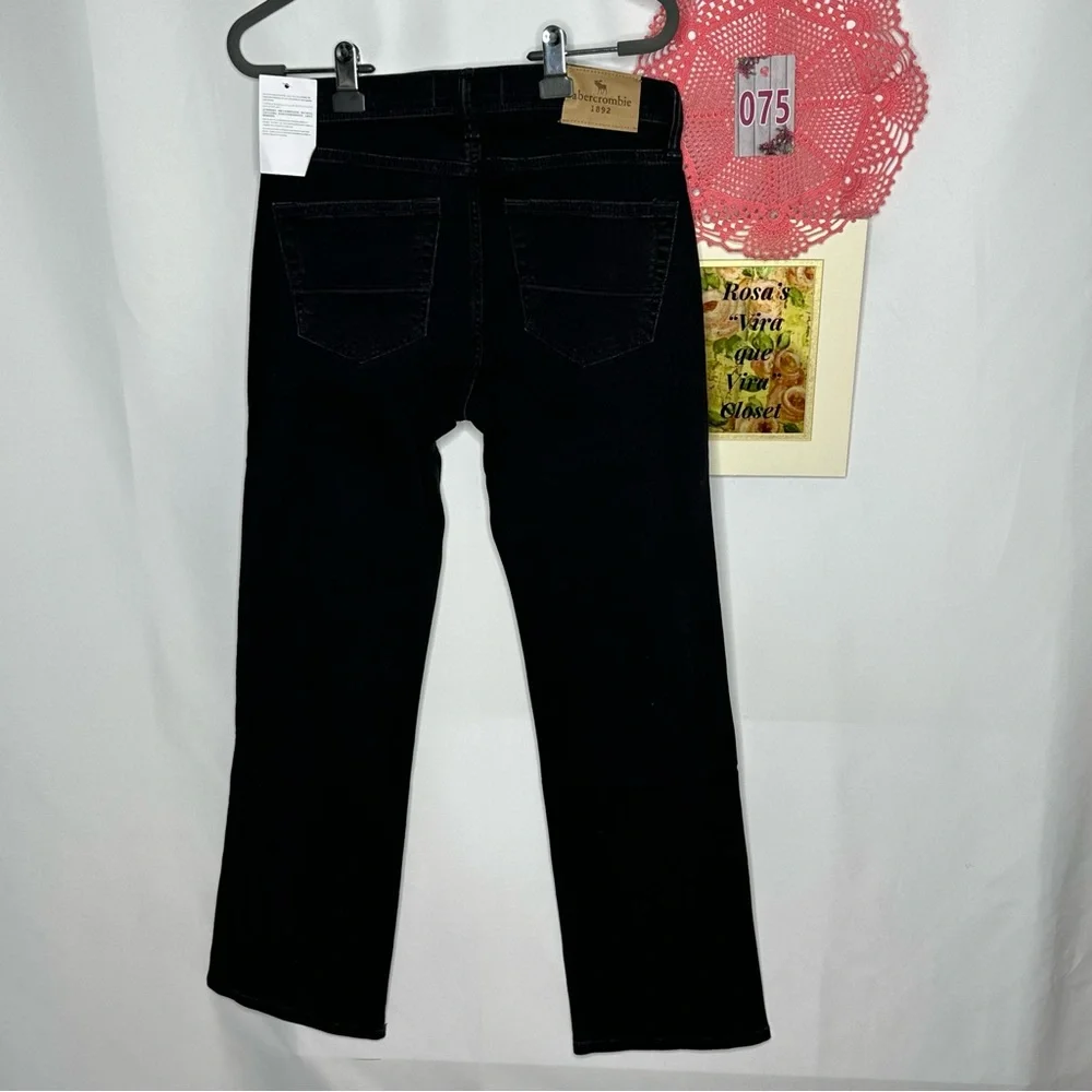 NWT Abercrombie Kids Straight Boot Leg w/Adjustable Waistband Black Jeans 15/16